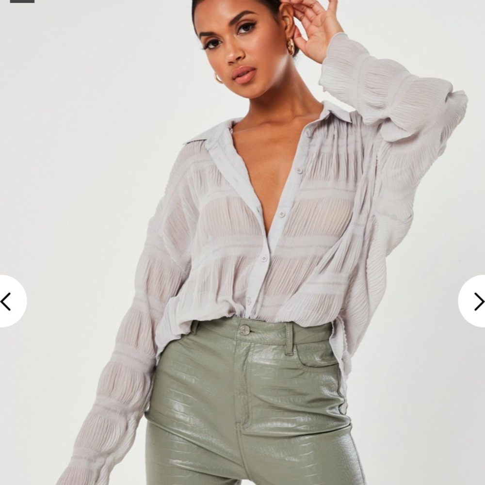 Misguided oversized grey crinkle shirt brand new